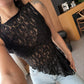 Sleeveless Asymmetrical Tops for Woman Clothing Sexy Summer See Through Lace Shirts & Blouses