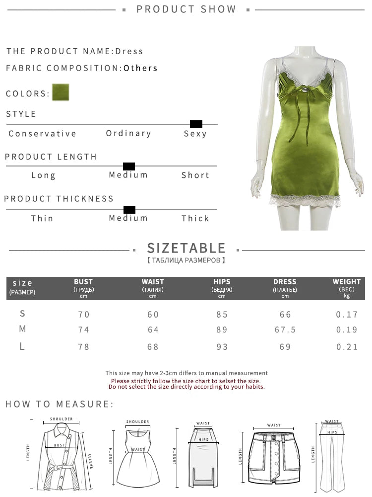 Patchwork Lace Satin Dress Women v-Neck Bandage Tassel Skinny Sexy Folds Midnight Chic Hottie Summer Mini Bodycon