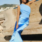 Satin Patchwork One Shoulder Backless Maxi Dress Elegant Evening Dresses Woman Party Outfits Summer