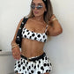 Polka Dot Print 2 Piece Set Women Fashion Ruched Bra Camisole+Elastic Waist Mini Shorts Sexy Beach Vacation Clubwear