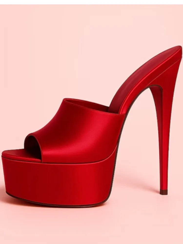 Summer New Women's Thick Bottom, Fine High Heels, Toothed Cool Slippers, Fashion Show, Party, Ultra High Heel Sandals