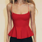 Sleeveless Open Back Solid Color Cami Tank Tops Chic Women's Summer Flared Hem Camisole Party Club Y2K Streetwear