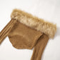 Faux Fur Trim Ribbed Knit Sexy Crop Tops Y2k Streetwear Off Shoulder Long Sleeve T Shirt for Women Winter