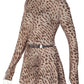 Leopard Print Long Sleeve 2 Piece Set Zip-up Hooded Crop Top and Mini Skirt Fall Outfits Womens Matching Sets