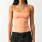 Women Striped Ribbed Tank Top U Neck Sleeveless Slim Fit Cami Top Y2K Retro Stripe Print Summer Casual Camisole