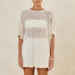Women's Oversized Sequin Mesh T-Shirt Sheer Knit Half Sleeve Sparkly Blouse Casual Summer Beach Cover Up Top Party Club