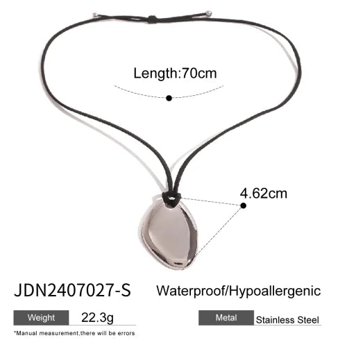 Trendy Stainless Steel Waterproof Irregular Geometric Metal Wax Rope Necklace Gold Silver For Women Jewelry Gift