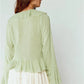 Y2K Retro Raw Fringe Ruffle Crop Blouse Women Crinkled Texture V Neck Tie Front Flare Long Sleeve Casual Street Shirts