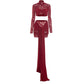 See Through Lace Mesh Two Piece Set Long Sleeve Crop Top and Mini Skirt Matching Sets Sexy Outfits Women