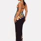 Women Butterfly Print Halter Maxi Dress Deep V Neck Bodycon Long Dress Sleeveless Backless Evening Party Club Dresses