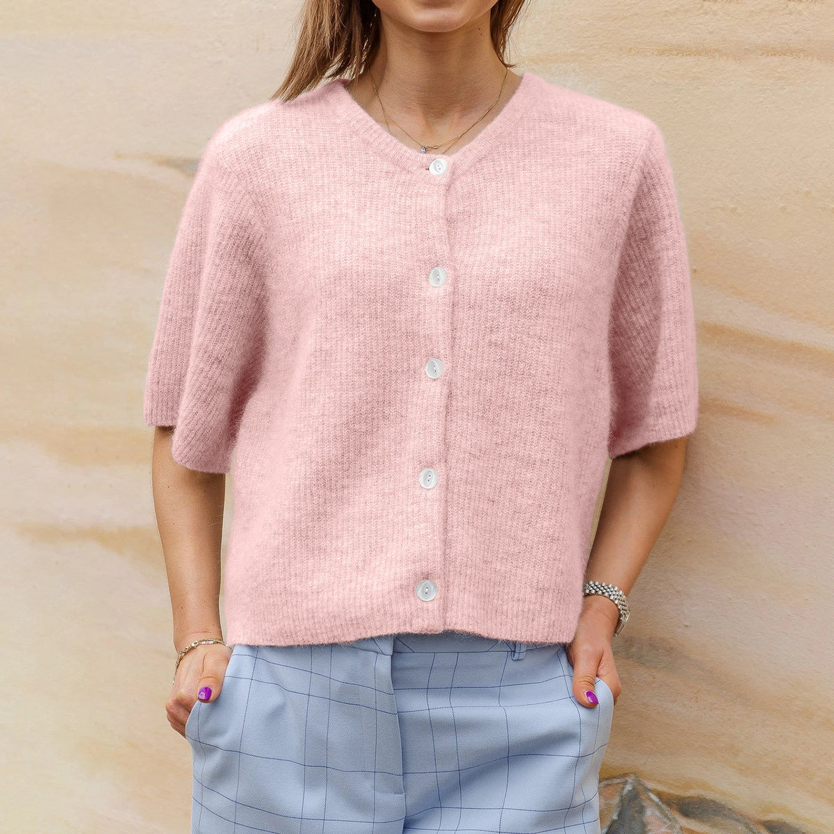 Women Knitted Crop Cardigan Shirt Short Sleeve Button Down Ribbed Knit Crop Top Y2k Girls Outwear Top Tee Shirt