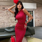 Polka Dot Print Sleeveless Bodycon Mermaid Maxi Dress 2026 Woman Elegant Vintage Long Party Dresses
