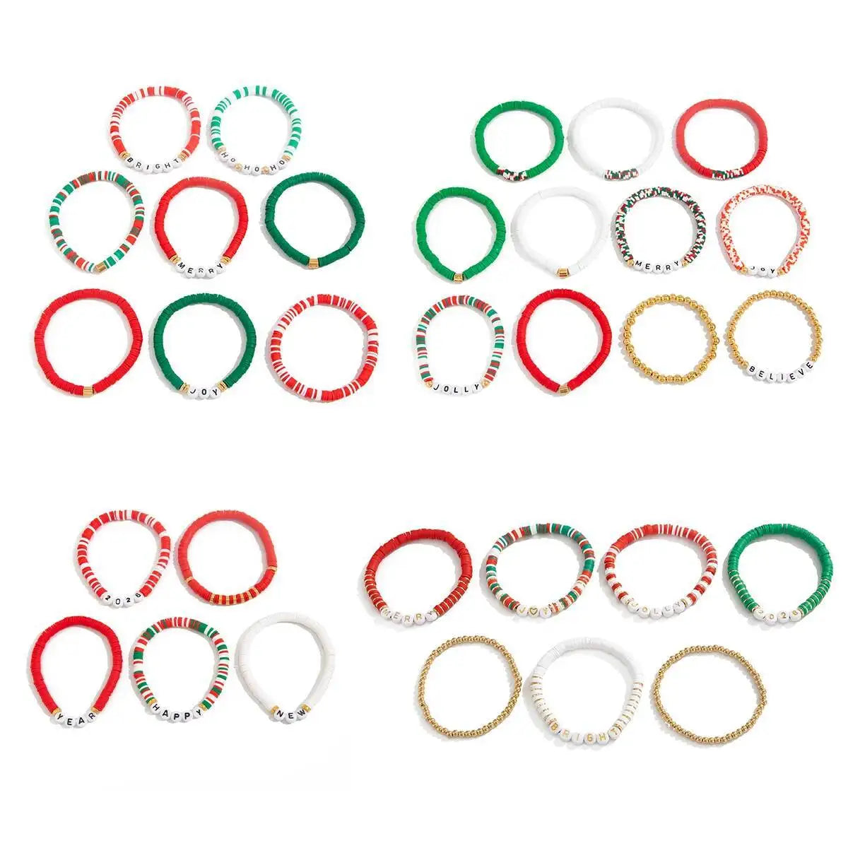 Exquisite Cute Christmas Series Stacking Bracelet Women Trendy Creative Soft Ceramic Acrylic CCB Bracelets Party Jewelry