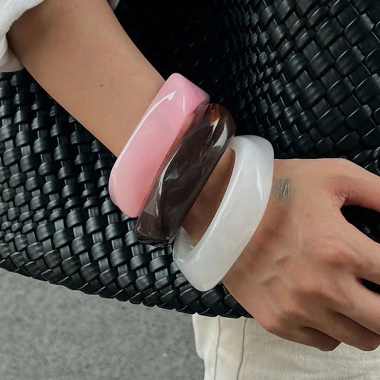 Y2K Kpop Irregular Resin Acrylic Bangles for Women New Trend Boho Geometric Charm Wide Bracelets Pulseras Jewelry Gift