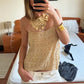 Women's Rhinestone Embellished Cami Top Spaghetti Strap Sheer Mesh Tie Back Sleeveless Loose Casual Summer Party Blouse