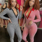 Stripes Print Jumpsuit Women Lapel Full Sleeve Skinny v-Neck Elasticity Autumn Fashion Classic Midnight Streetwear