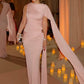 One Shoulder Draped Cape Maxi Dress Pink Elegant Luxury Evening Party Dresses for Woman Birthday