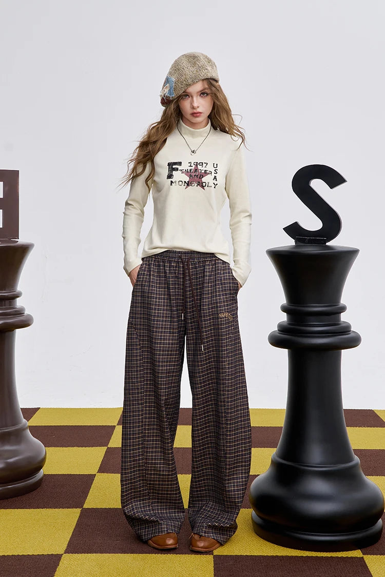 2025 Winter New Arrivals Y2K Slim Fit Half Neck Graphic Long Sleeve T-shirt For Woman