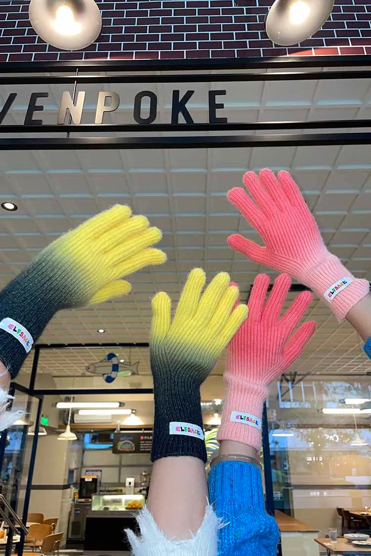 2025 Winter New Arrivals Gradient-colored Rubber-coated Casual Gloves For Woman