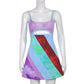 Women's Vintage Print Semi-Sheer Sheath Dress 00s Fashion Bodycon Mini Slip Dress Retro Bandana Print Fitted Strap Dress