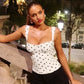Polka Dot Square Neck Sleeveless Crop Top Vintage Sexy Tight Fitted Tank Tops Summer 2026 Woman Clothing