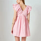 Women's Mini Dress Casual A Line Stylish Decorative Bow V Neck Flying Sleeve Dress for Spring Summer Sweet Girl Sundress