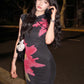 Short Sleeve Skinny Button Flower Print Women Stand-Up Collar Elegant Chinese Style Summer Trend Daily Classic Vestidos