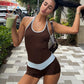 Sproty Style Romper Women Color Blocking Sexy Fashion Halter Bandages Backless Sleeveless Simple Trend Street Playsuits
