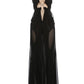 Sexy See Through Dress Women Sexy Halter Chain Backless Irregular Ruched Patchwork Vacation Birthday Party Clubwear