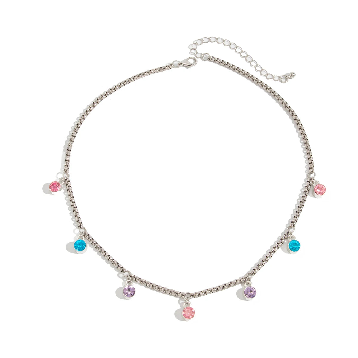 Sweet Colorful Rhinestones Pendant Choker Necklace for Women Cute Adjustable Clavicle Chain Y2K Jewelry Accessories