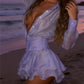 Sexy Mesh See Through Solid Mini Dress Women Hipster Lapel Single Breasted Full Sleeve Tiered Dresses Party Clubwear