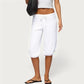 Women Low Waist Drawstring Capri Sweatpants Loose 3/4 Length Cropped Casual Pants Y2K Streetwear Daily Loungewear