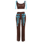 Bow Ribbon 2 Piece Set See Through Women Tracksuit Stretch Tank Tops+Straight Pants Sexy Club Midnight Matching Suit