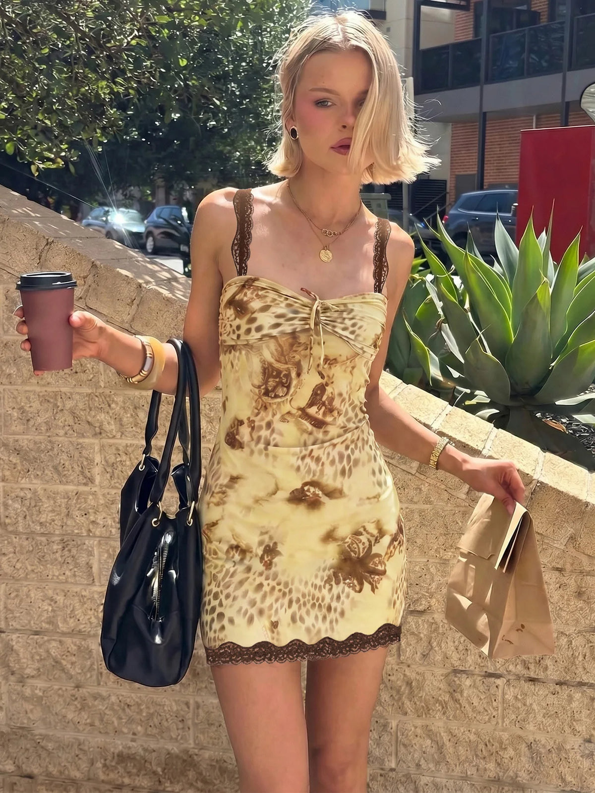Leopard Print Summer Dresses 2026 Fashion Sexy Lace Trim Sleeveless Mini Bodycon Dress Woman Clothing