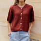 Women Knitted Crop Cardigan Shirt Short Sleeve Button Down Ribbed Knit Crop Top Y2k Girls Outwear Top Tee Shirt