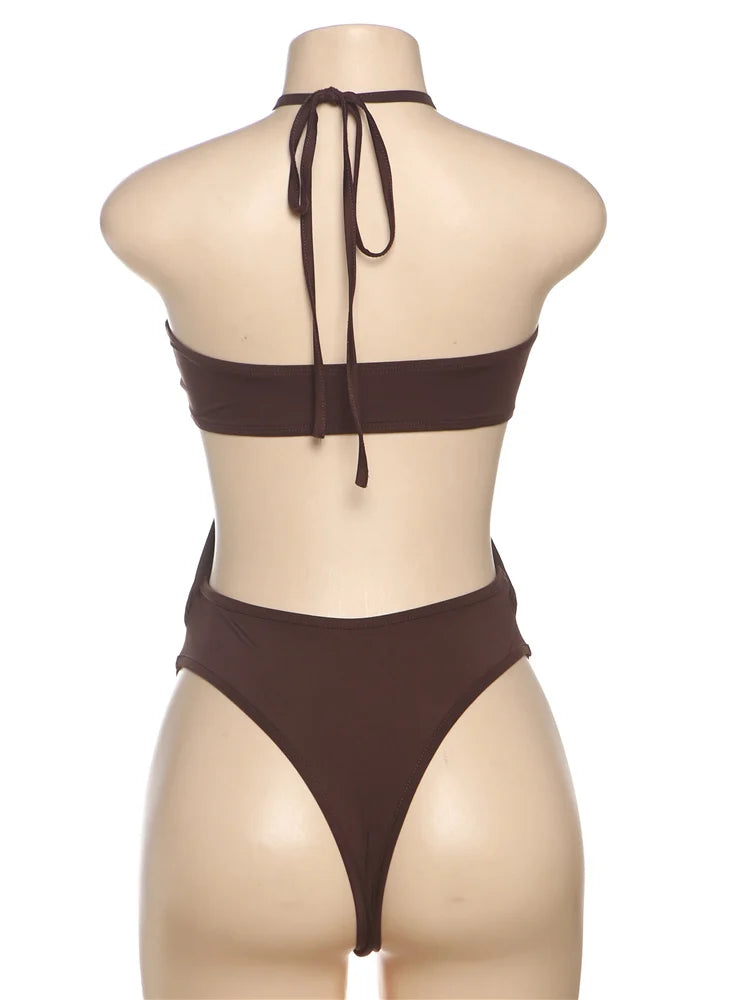 Y2K Sexy Bodysuit Women Summer Ruched shirring Halter Backless Sleeveless Beach Vacation Body Hipster Midnight Tops