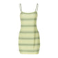 Striped Yellow Sexy Dresses for Summer 2025 Spaghetti Strap Backless Mini Dress Resort Wear