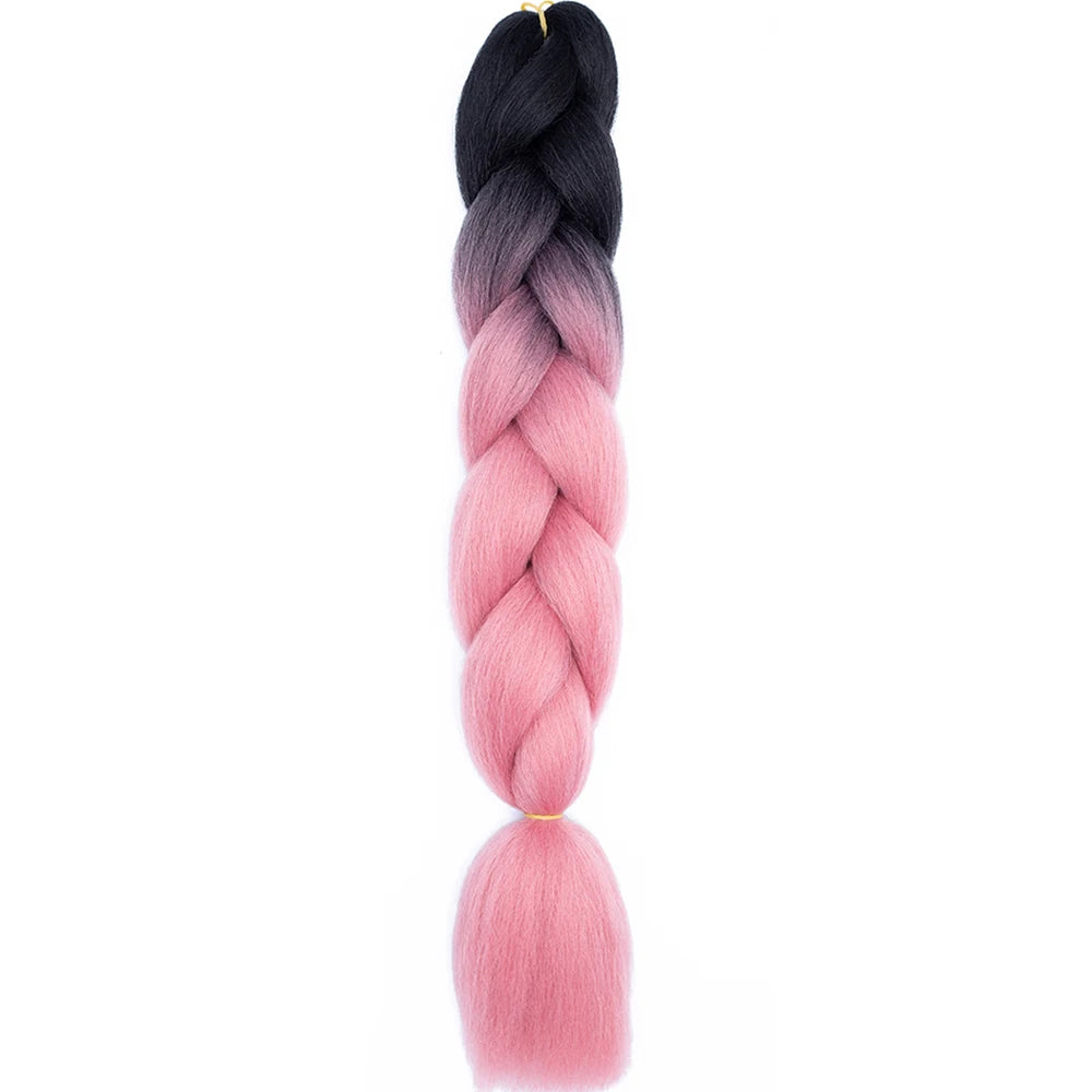 24 Inch Jumbo Box Braids Extensions Synthetic Braiding Hair DIY Hair Braids For Children Pink Purple Yellow Gray