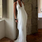 Mesh Halter Backless Sexy Maxi Dress Women Gown Fashion Elegant V Neck Sleeveless Pleated Club Party Long Dresses