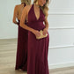 Sexy Deep V Neck Backless Long Dress for Woman Elegant Brunch Outfits Burgundy Party Dresses Fall 2025