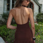 Backless Dress Women Backless o-Neck Solid Thin Folds Sleeveless Sexy Midnight Summer Trend Party Street Bodycon