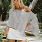 Women's Knit Vacation Beach Cover-Ups Summer Casual Loose Fit Stylish Solid Color Irregular Hem Boat Neck Shawl Tops