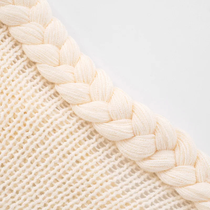 Hollow Knitted Twisted Low Waisted Skirt Beach Vacation Style Sexy Split Long Skirts Women Clothing