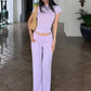 Casual Simple Style 2 Piece Set Woman Summer Trend o-Neck Short Sleeve T-Shirts+Drawstring Straight Pants Streetwear