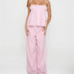 Striped Spaghetti Strap Peplum Top And Wide Leg Pants 2 Piece Set Women Casual Loungewear For Summer Beach Vacation