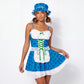Women German Bavarian Dirndl Costume Polka Dot Beer Maid Mini Dress Ruffled Apron Hat Set German Carnival Party Outfit