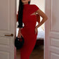 Turtleneck Short Sleeve Sexy Maxi Dress Women Elegant Draped Ruched Evening Club Party Long Dresses Female Clothes