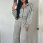 Sporty Tracksuit Women 2 Piece Set Panelled Stripes Simple Hooded Zip Jacket+Wide Pants Matching Casual Street Outfit