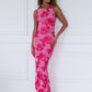 Elegant Floral Print Sexy Maxi Dress For Women Embroidered Applique Tank Dress Femme Bodycon Club Party Long Dress