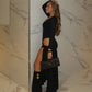 Two Piece Set Long Sleeve Bodysuit Top and Lace-up Skirt Set Blue Outfits for Women Sexy Fall Dresses 2025